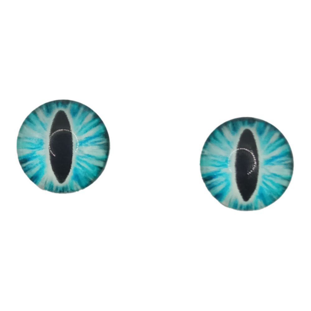 Глаза кабошоны круглые клеевые пластиковые, зрачок кошачий глаз, цвет  синий, 14 мм, цена за 2 шт купить по цене 50.00 руб. в Новосибирске